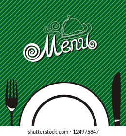 Menu plate fork knife cloth vector illustration