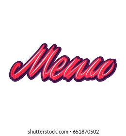 Menu. Premium handmade vector lettering and calligraphy phrase. Vector illustration.