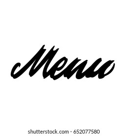 Menu. Premium handmade vector lettering and calligraphy phrase. Vector illustration.