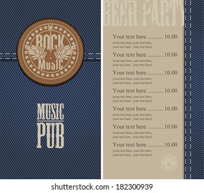 menu and price for the pub with live music