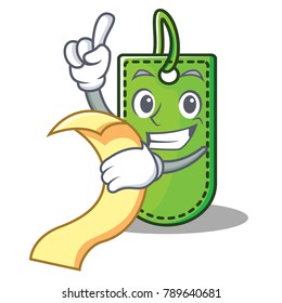 With menu price tag mascot cartoon