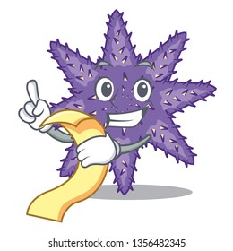 With menu purple starfish in the character shape