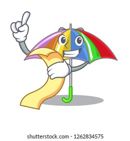 With menu rainbow umbrella in chracter that fun