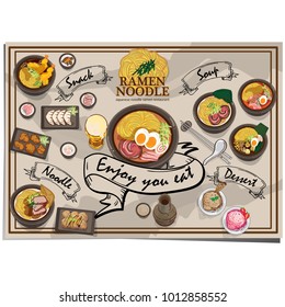 menu ramen noodle japanese food design template graphic