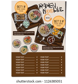 menu ramen noodle japanese food template design 