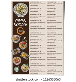 menu ramen noodle japanese food template design 