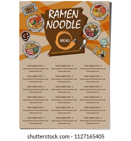 menu ramen noodle japanese food template design 