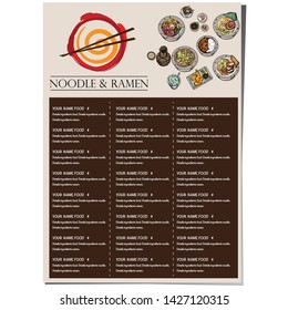 menu ramen noodle japanese food template design 