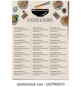 menu ramen noodle japanese food template design 