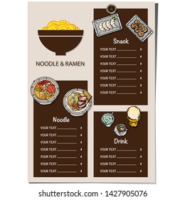 menu ramen noodle japanese food template design 