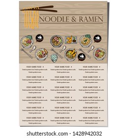 menu ramen noodle japanese food template design 