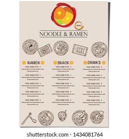 menu ramen noodle japanese food template design 
