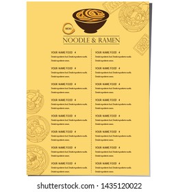 menu ramen noodle japanese food template design 