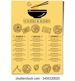 menu ramen noodle japanese food template design 