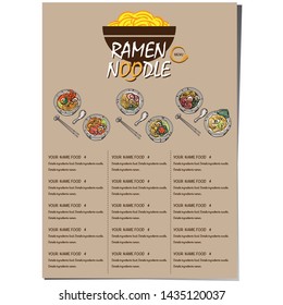 menu ramen noodle japanese food template design 