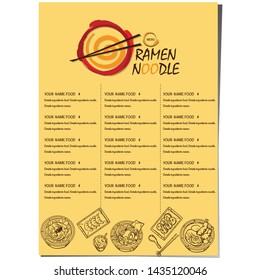 menu ramen noodle japanese food template design 