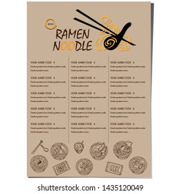 menu ramen noodle japanese food template design 