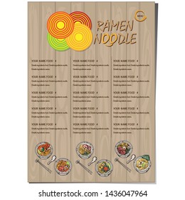 menu ramen noodle japanese food template design 