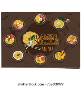 menu ramen noodle japanese food template design 