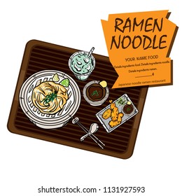 menu ramen noodle japanese template design 