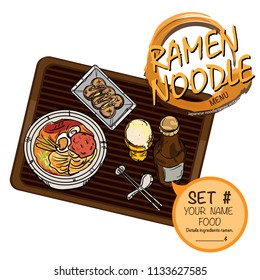 menu ramen noodle japanese template design 