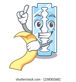 With menu razor blade and border cartoon cyan