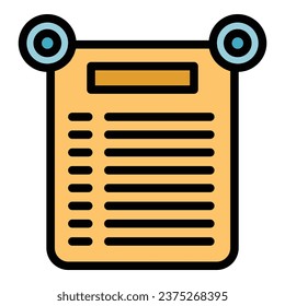 Menu recipe icon outline vector. Home board. Book diet color flat