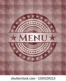 Menu red badge with geometric pattern. Seamless.