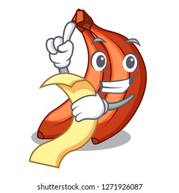 With menu red cartoon bananas ready to eat