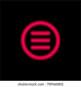 Menu red glowing neon ui ux icon. Glowing sign logo vector