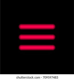Menu red glowing neon ui ux icon. Glowing sign logo vector