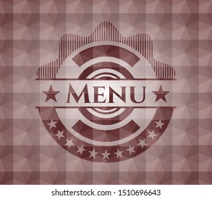 Menu red seamless emblem with geometric background.