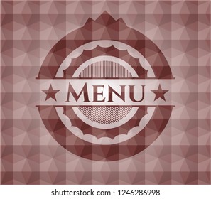 Menu red seamless polygonal badge.