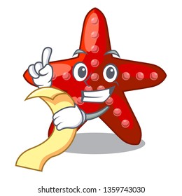 With menu red starfish in the cartoon shape