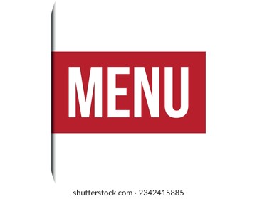 menu red vector banner illustration isolated on white background