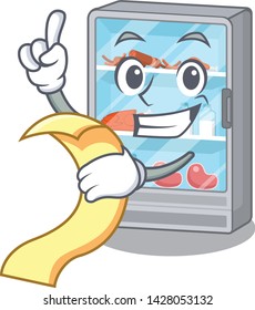 With menu refrigerator in the a cartoon shape