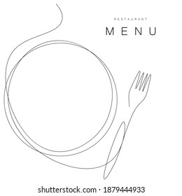 Fondo del restaurante del menú con horquilla y placa, ilustración vectorial