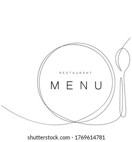 Menu restaurant background line drawing, vector illustration