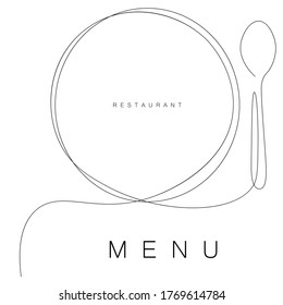 Dibujo de la línea de fondo del restaurante de menú, ilustración vectorial