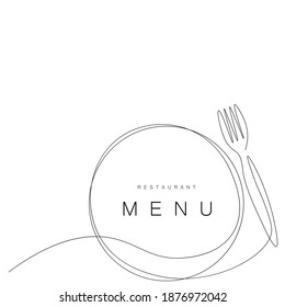 Menu restaurant background with plate and fork, vector illustration