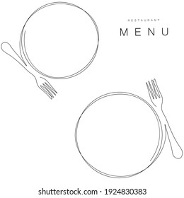 Menu restaurant background with plate and fork, vector illustration