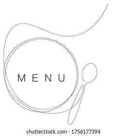 Menu restaurant background with plate and spoon, vector illustration