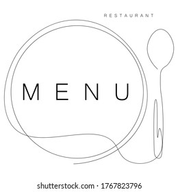 Fondo del restaurante del menú con chapa y cuchara, ilustración vectorial	