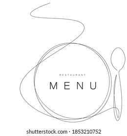 Fondo del restaurante de menú. Ilustración vectorial de placa y cuchara