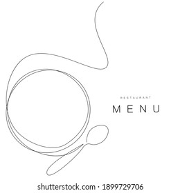 Menu restaurant background with plate and spoon, vector illustration