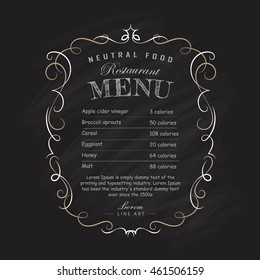 Menu restaurant blackboard hand drawn frame vintage flourishes vector illustration