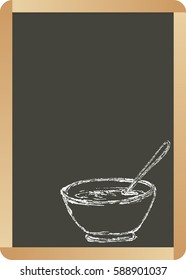 Menu of restaurant with bowl
