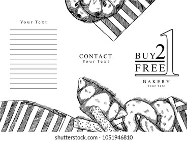 Menu restaurant brochure. Food design template.Black and white