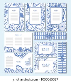 Menu restaurant brochure,Name card and labal. Food design template.Black and white.