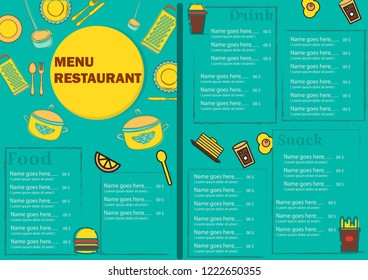 Menu Restaurant for cafe